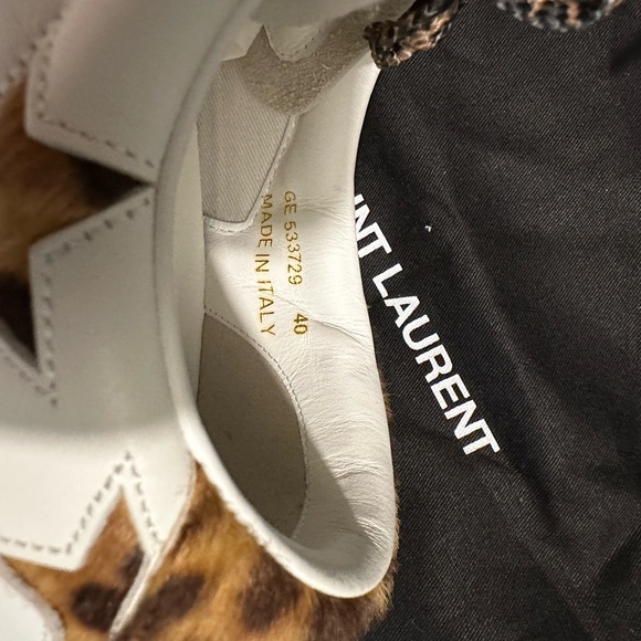 Saint Laurent sneackers , size 40. White with leopard stars and laces - Picture 8 of 10